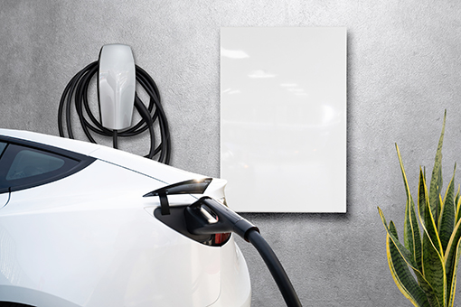 Home,Garage,Charging,Electric,Vehicle,With,Cable,Tesla